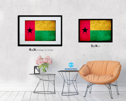 Guinea Bissau Country Vintage Flag Wood Framed Print Wall Art Decor Gifts