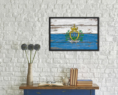 San Marino Country Wood Rustic National Flag Wood Framed Print Wall Art Decor Gifts