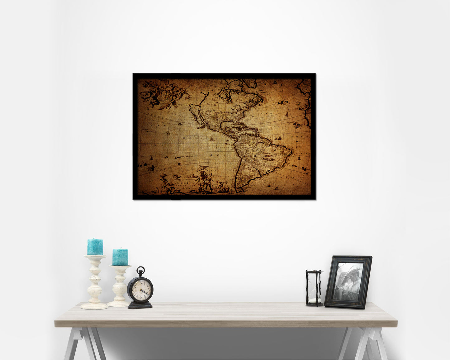 America 1690 Vintage Map Framed Print Art Wall Decor Gifts