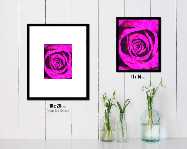 Rose Purple Flower Wood Framed Paper Print Wall Decor Art Gifts
