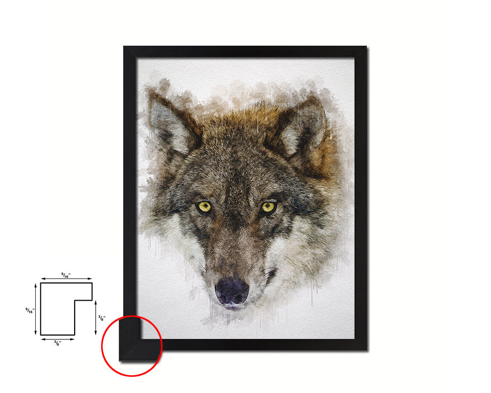 Grey Wolf Animal Painting Print Framed Art Home Wall Decor Gifts