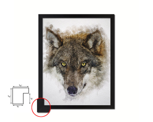 Grey Wolf Animal Painting Print Framed Art Home Wall Decor Gifts