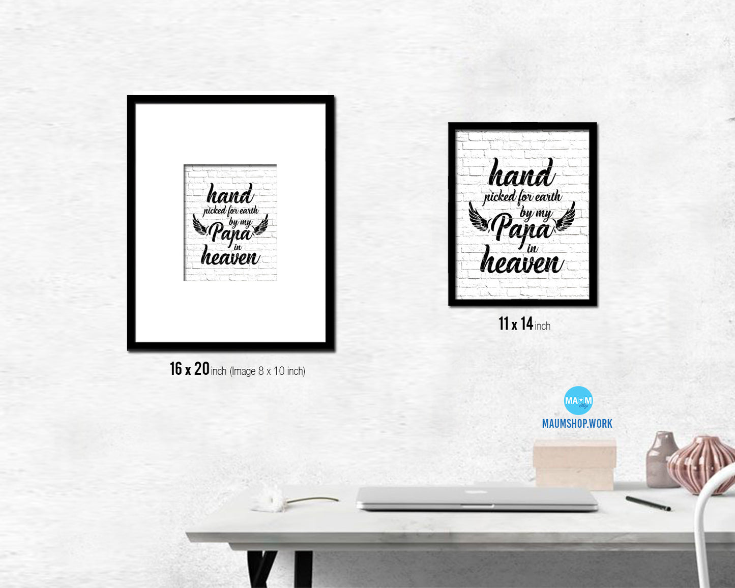 Hand picked for earth by our Papa in heaven Quote Framed Print Wall Art Decor Gifts