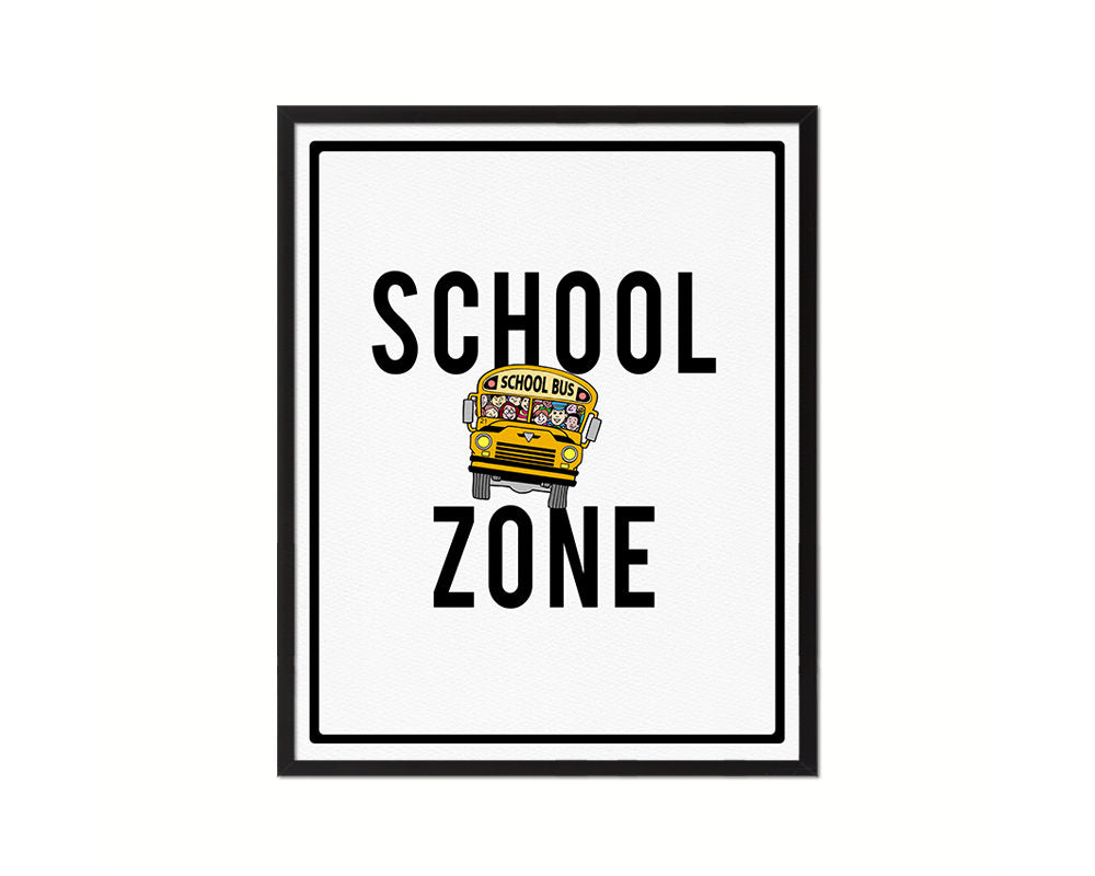 School Zone Notice Danger Sign Framed Print Home Decor Wall Art Gifts
