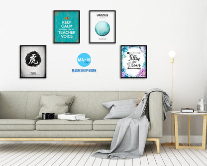 Keep calm or I will use my teacher voice Quote Framed Print Home Decor Wall Art Gifts