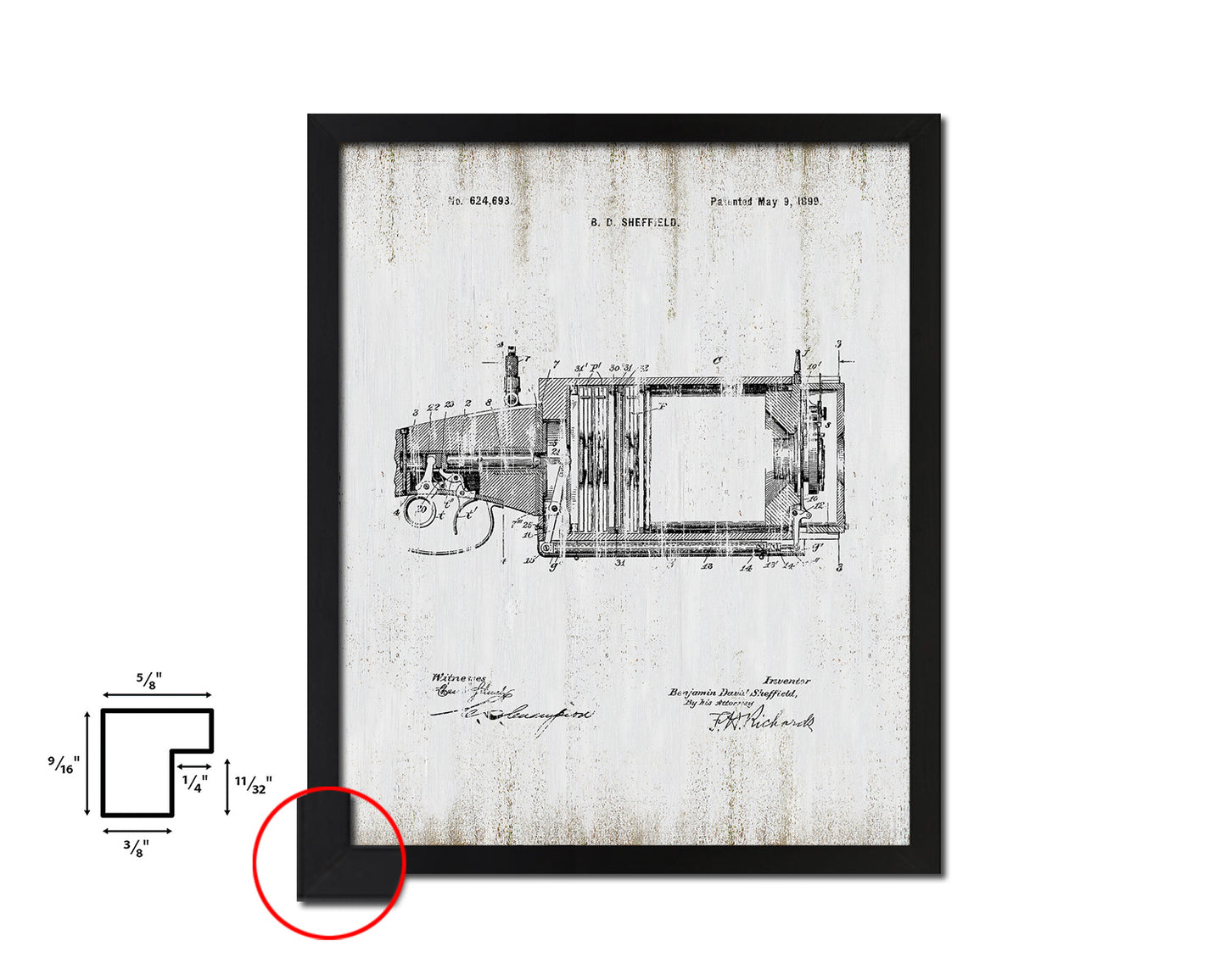 Photographic Camera Vintage Patent Artwork Black Frame Print Wall Art Decor Gifts