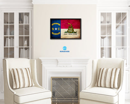 Gadsden Don't Tread On Me North Carolina State Vintage Military Flag Framed Print Art