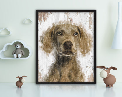 Weimarane Dog Puppy Portrait Framed Print Pet Watercolor Wall Decor Art Gifts