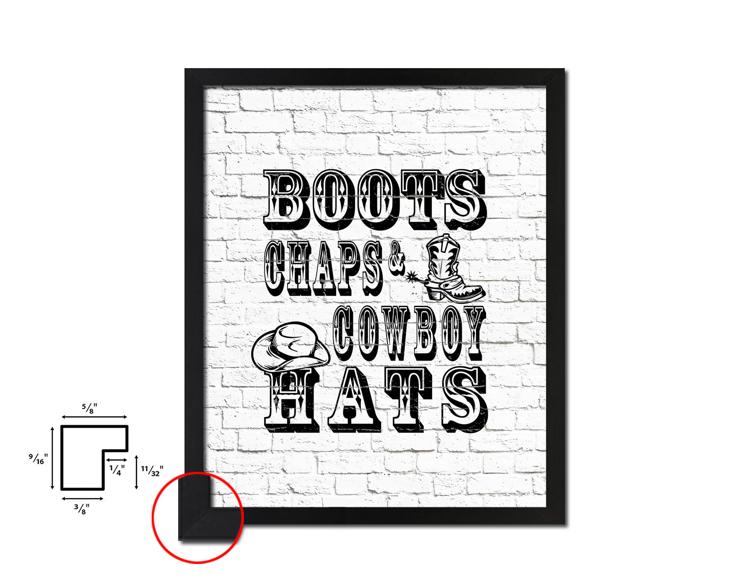 Boots chaps and cowboy hats Quote Framed Artwork Print Home Decor Wall Art Gifts