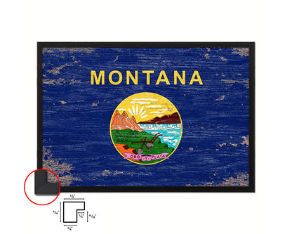 Montana State Shabby Chic Flag Wood Framed Paper Print  Wall Art Decor Gifts