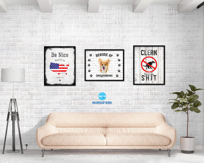 Beware of Cocker Spaniel Sign Wood Framed Print Wall Art Decor Gifts