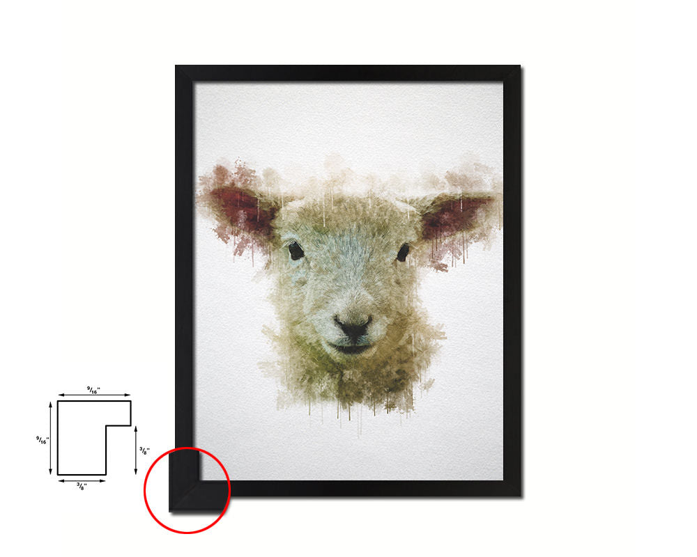Lamb Animal Painting Print Framed Art Home Wall Decor Gifts