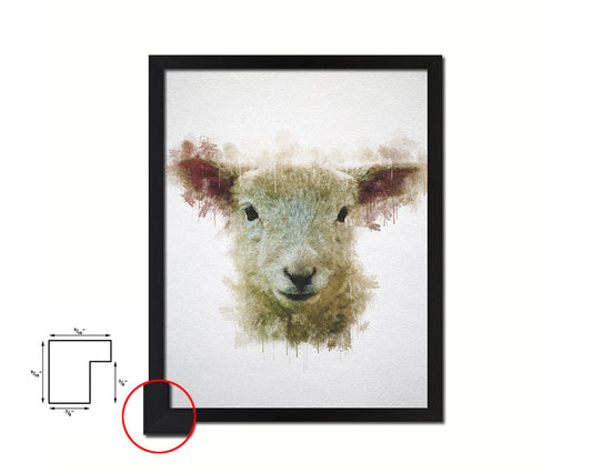 Lamb Animal Painting Print Framed Art Home Wall Decor Gifts