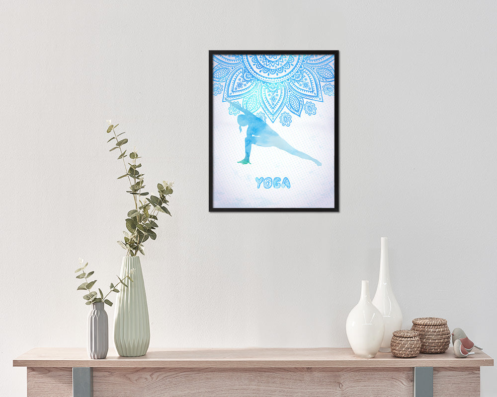 Extended Side Angle Pose Yoga Wood Framed Print Wall Decor Art Gifts