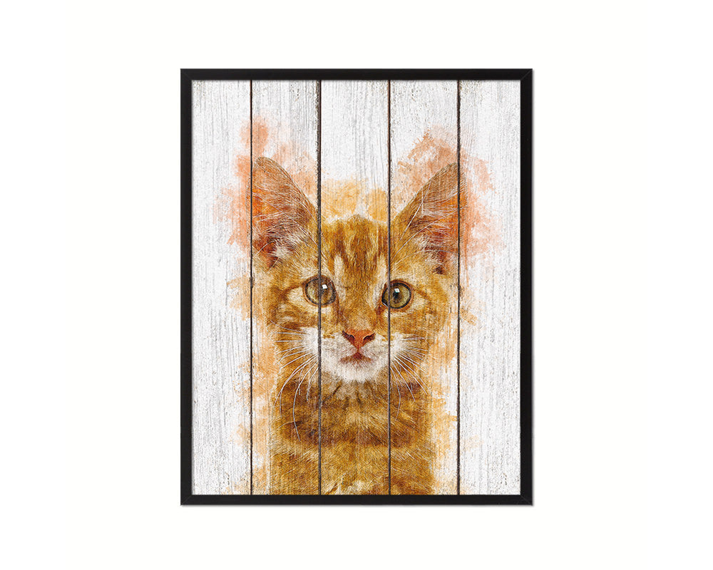 Red Little Cat Kitten Portrait Framed Print Pet Home Decor Custom Watercolor Wall Art Gifts