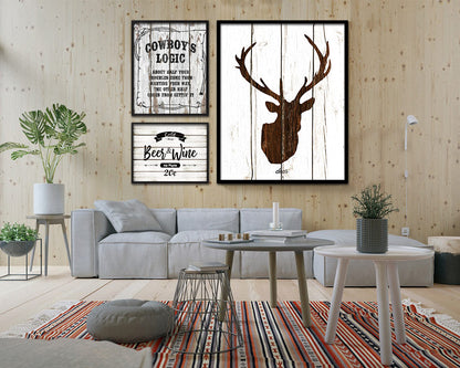 Cowboy's logic about half your troubles Quote Framed Artwork Print Home Decor Wall Art Gifts