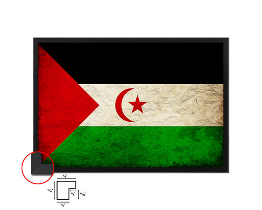 Sahrawi Arab Democratic Republic Country Vintage Flag Wood Framed Print Wall Art Decor Gifts