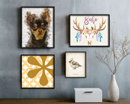 Chihuahua 9 months Dog Puppy Portrait Framed Print Pet Watercolor Wall Decor Art Gifts