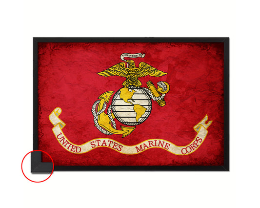 US Marine Corps Vintage Military Flag Framed Print Sign Decor Wall Art Gifts