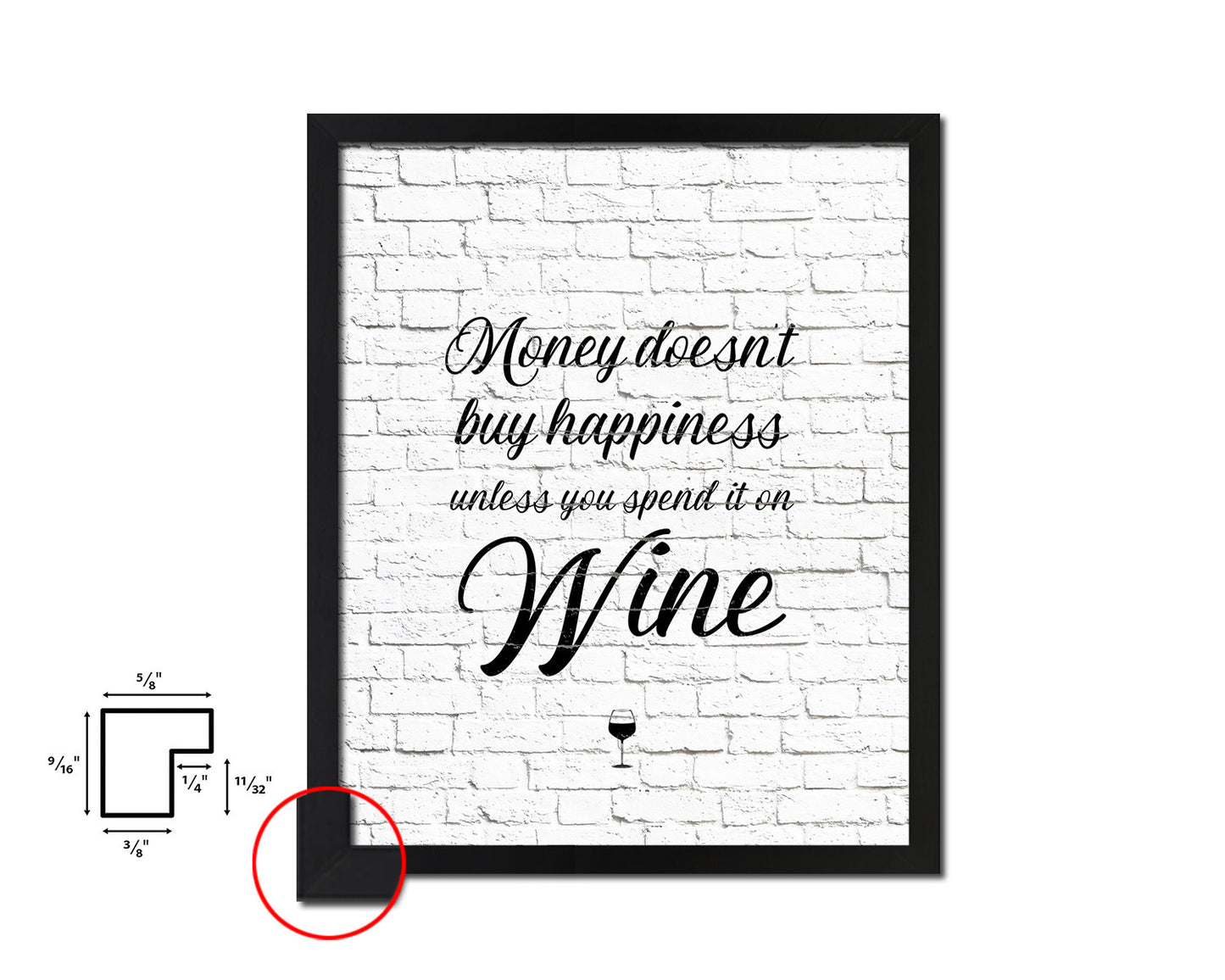 Money doesn't buy happiness unless you spend it Words Wood Framed Print Wall Decor Art Gifts