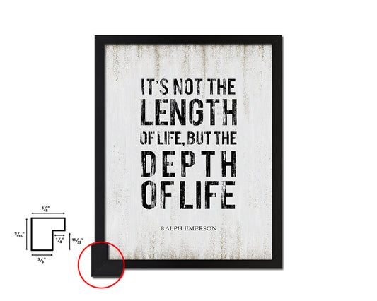 It's not the length of life Quote Wood Framed Print Wall Decor Art