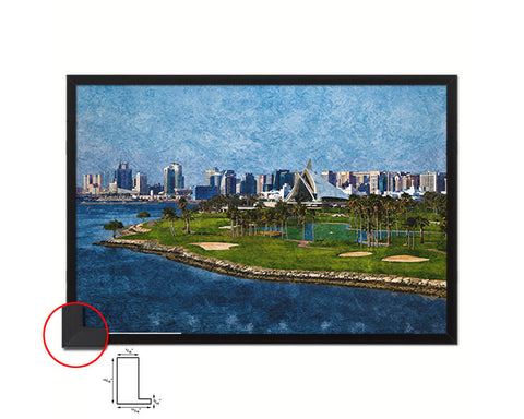 Dubai Creek Golf Course, Yacht Club Artwork Painting Print Art Wood Framed Wall Decor Gifts