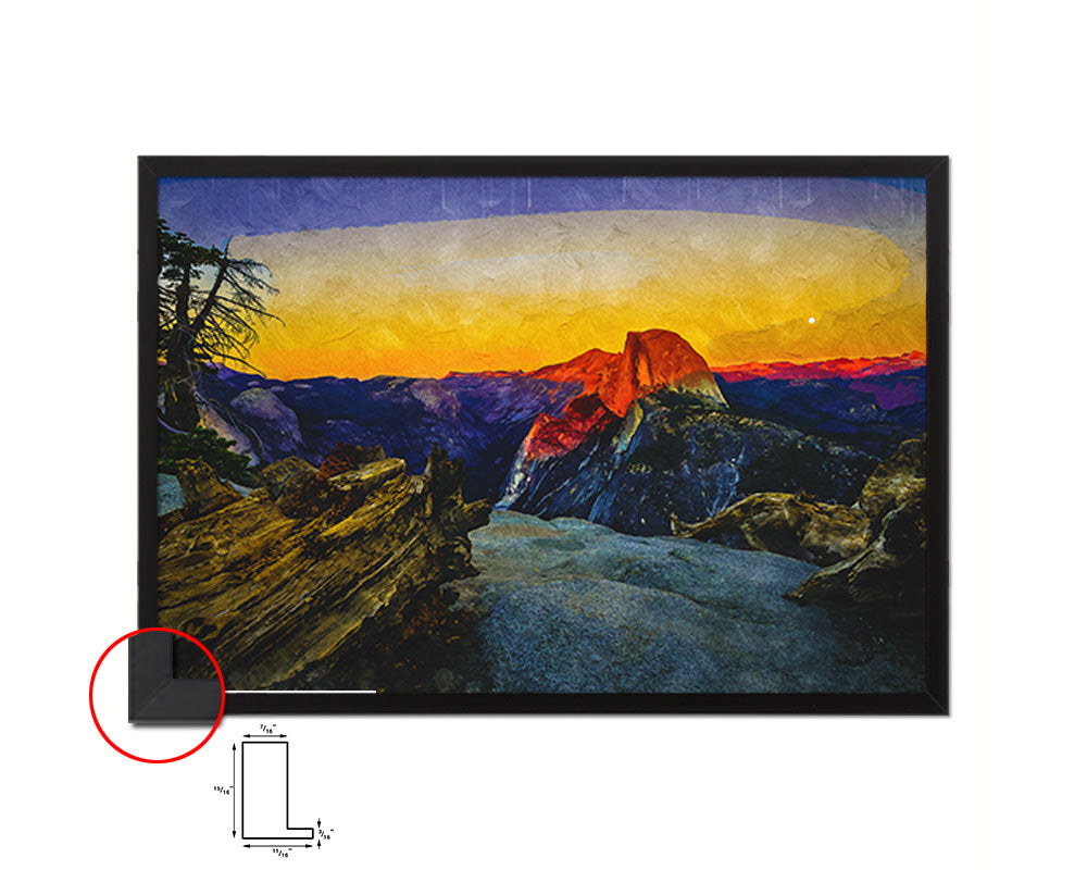 Yosemite National Park CA Half Dome at sunset Landscape Painting Print Art Frame Wall Decor