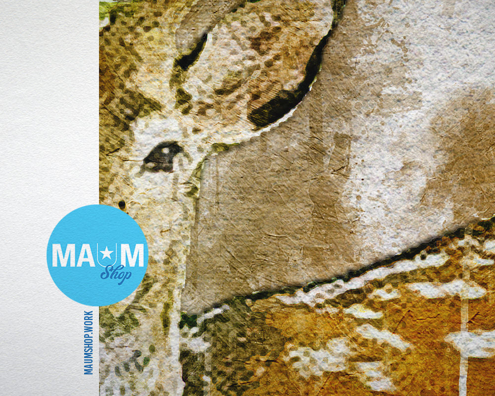 Deer Animal Painting Print Framed Art Home Wall Decor Gifts