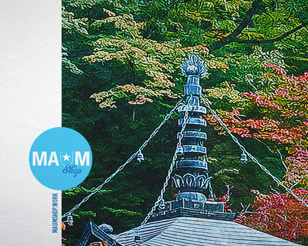 Kyoto Japan Daigoji Temple Autumn Landscape Painting Print Art Frame Home Wall Decor Gifts