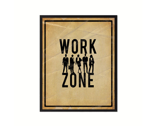 Work Zone Notice Danger Sign Framed Print Home Decor Wall Art Gifts