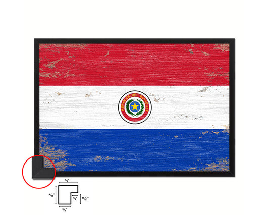 Paraguay Shabby Chic Country Flag Wood Framed Print Wall Art Decor Gifts