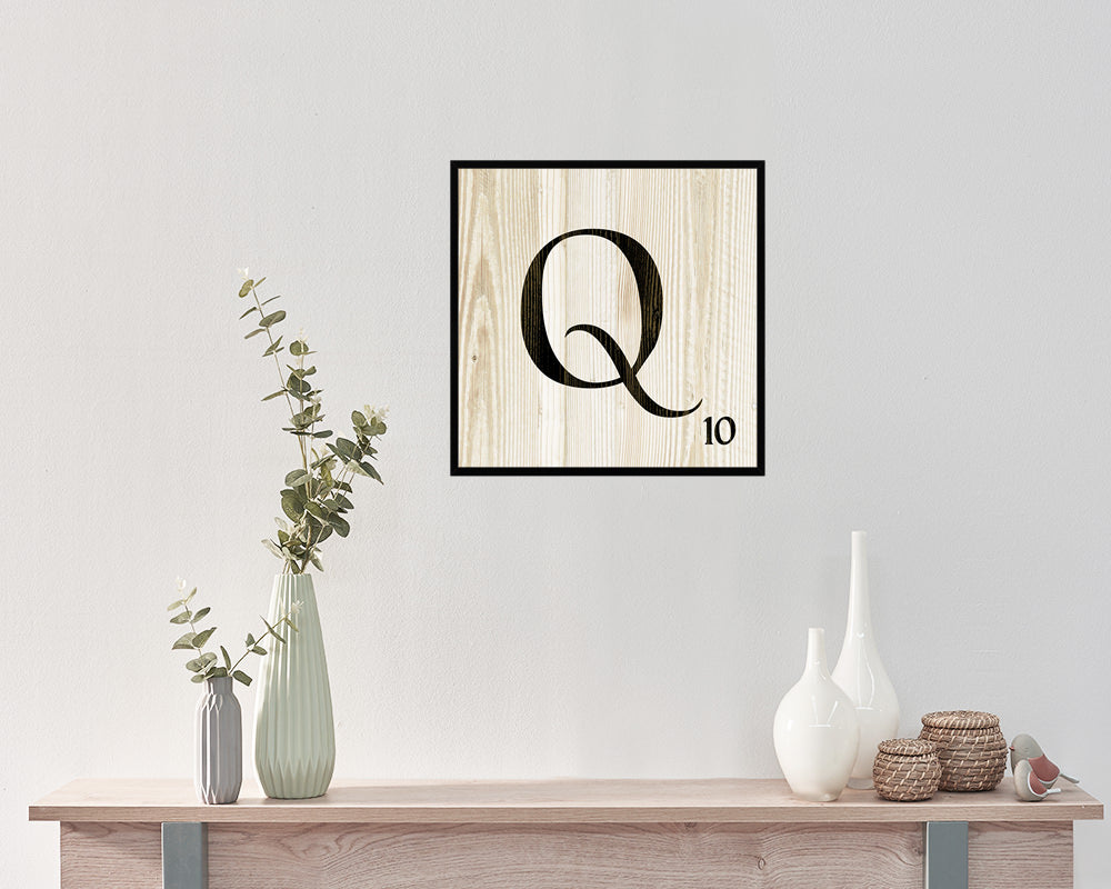 Scrabble Letters Q Word Art Personality Sign Framed Print Wall Art Decor Gifts