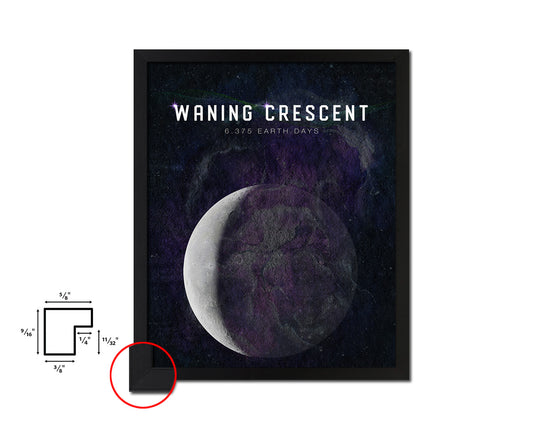 Waning Crescent Lunar Phases Length of Year Moon Watercolor Nursery Framed Prints Wall Art Gift