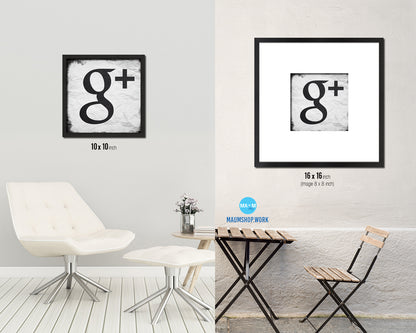 Google Plus Social Media Symbol Icons logo Wood Framed Print Home Decor Wall Art Gifts