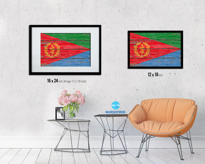 Eritrea Country Wood Rustic National Flag Wood Framed Print Wall Art Decor Gifts