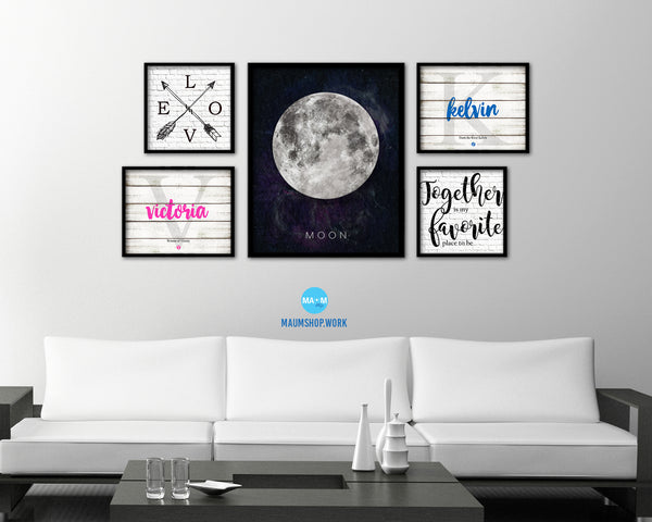 Moon Lunar Phases Watercolor  Nursery Framed Prints Home Decor Wall Art Gifts