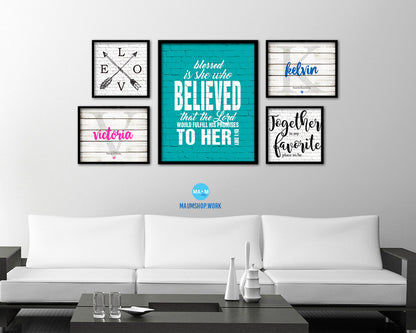 Blessed is she who believed that the Lord Quote Framed Print Home Decor Wall Art Gifts