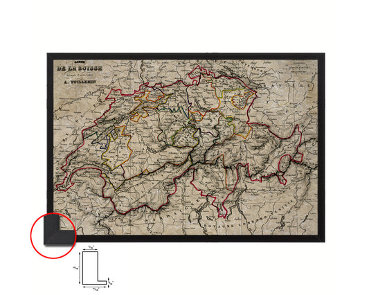 Switzerland Historical Map Framed Print Art Wall Decor Gifts