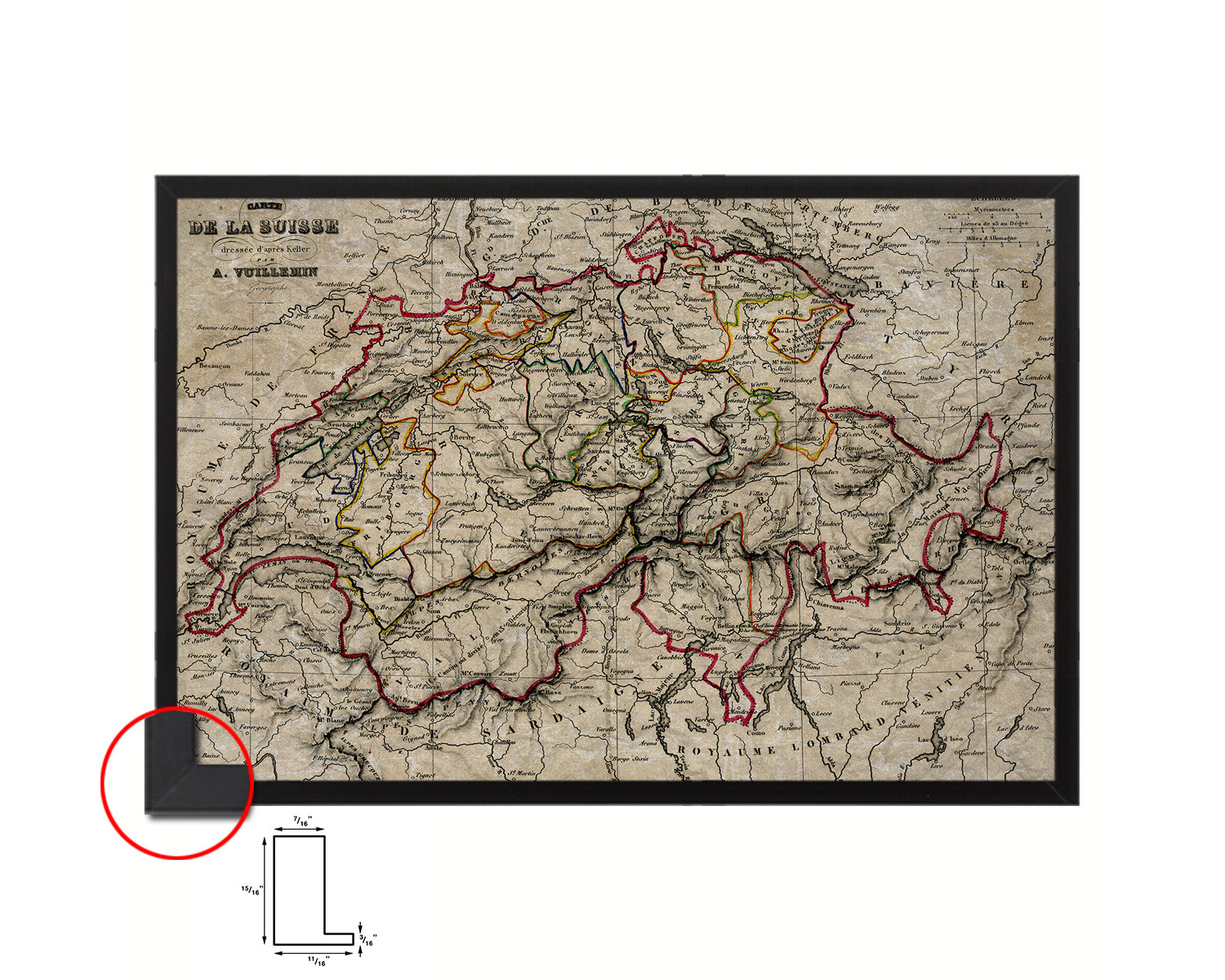 Switzerland Historical Map Framed Print Art Wall Decor Gifts