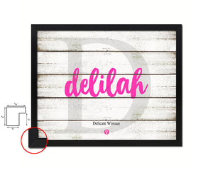 Delilah Personalized Biblical Name Plate Art Framed Print Kids Baby Room Wall Decor Gifts