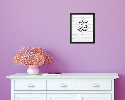 God is love, 1 John 4:8 Quote Wood Framed Print Home Decor Wall Art Gifts