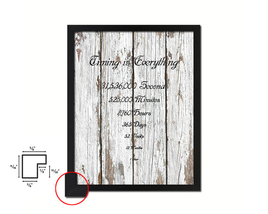 Timing is everything 1 Year 12 Months Quote Framed Print Home Decor Wall Art Gifts