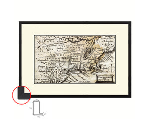 New England United States John Speed 1675 Old Map Framed Print Art Wall Decor Gifts