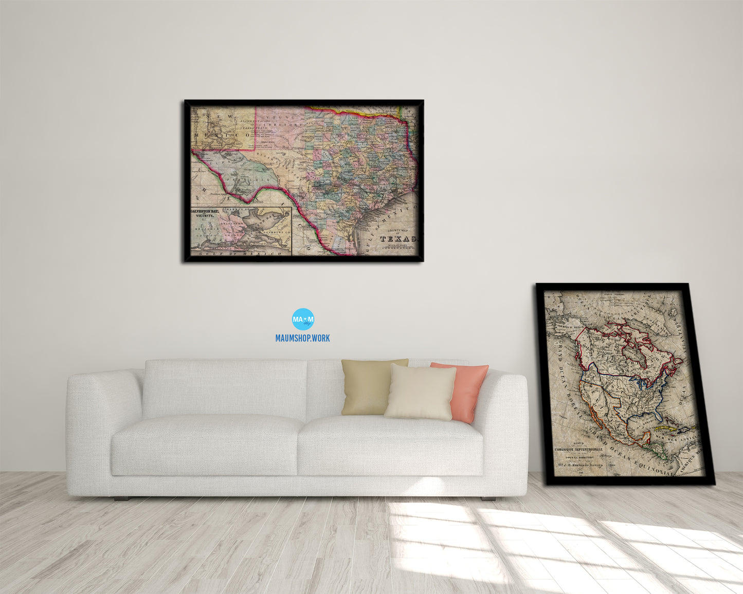 Texas Historical Map Framed Print Art Wall Decor Gifts