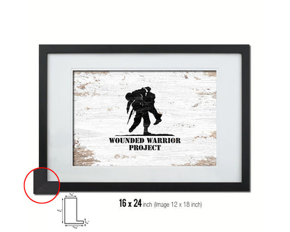 Wounded Warrior Project Shabby Chic Military Flag Framed Print Decor Wall Art Gifts