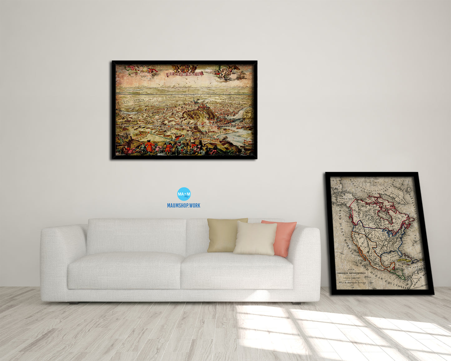 Mountain Fortress Siege Atlas Fortifications Battle Antique Map Framed Print Art Wall Decor Gifts