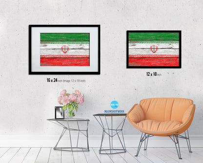 Iran Country Wood Rustic National Flag Wood Framed Print Wall Art Decor Gifts