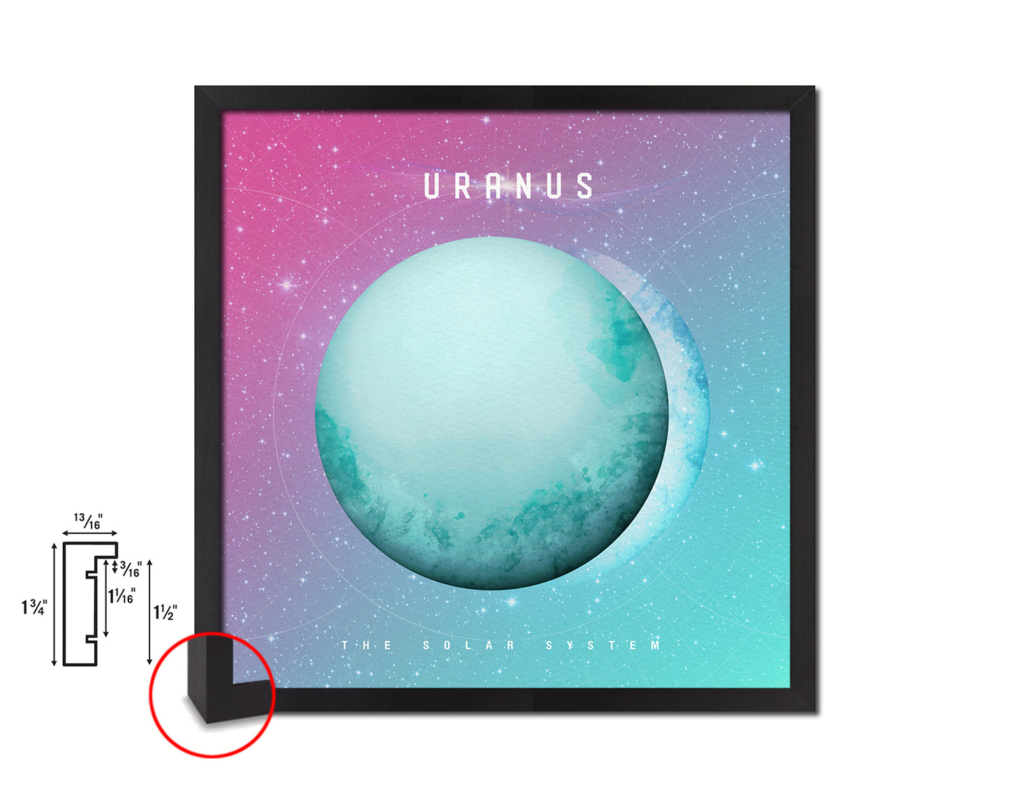 Uranus Planet Colorful Prints Watercolor Solar System Framed Print Home Decor Wall Art Gifts
