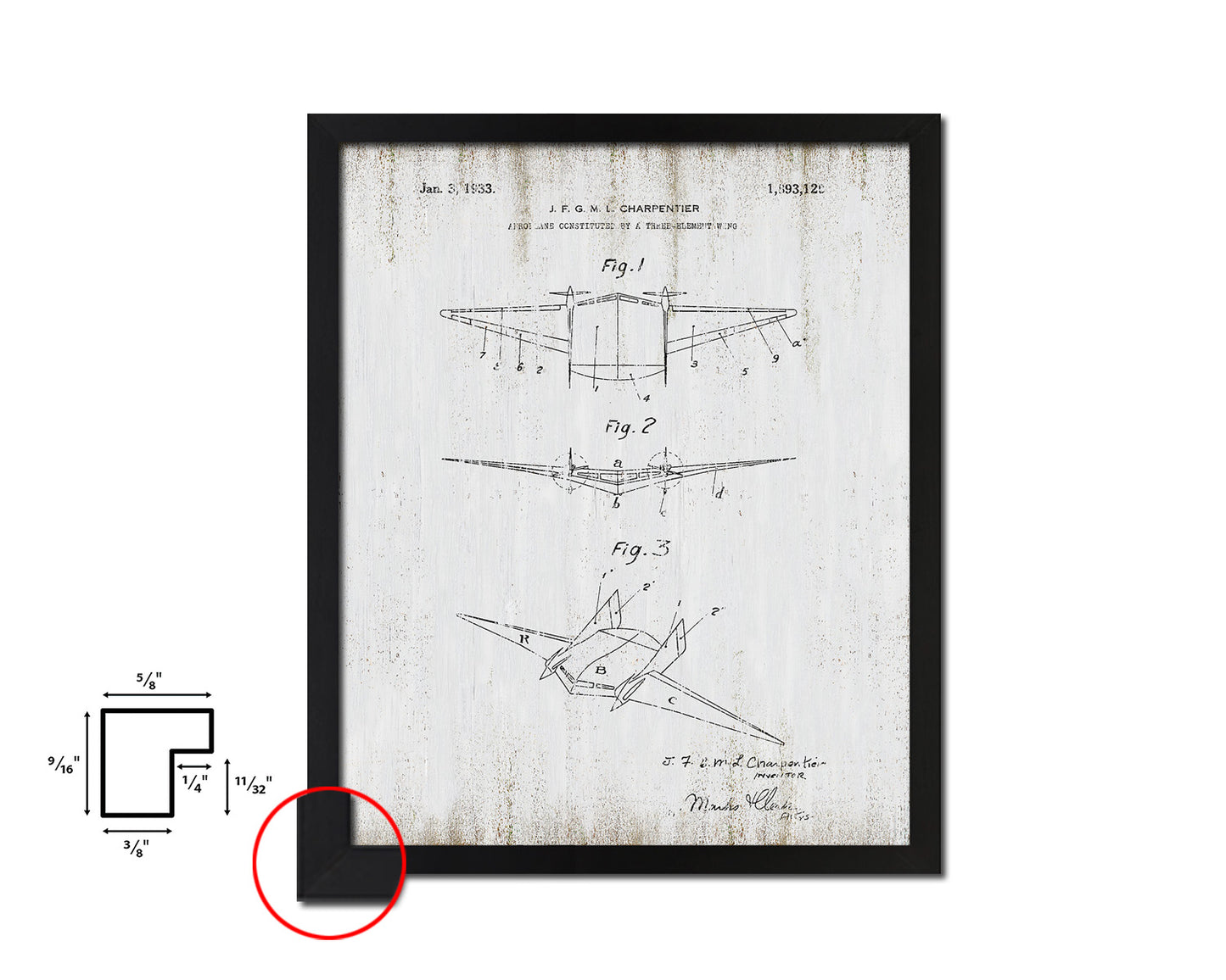 Flying Machine Airplane Vintage Patent Artwork Black Frame Print Wall Art Decor Gifts