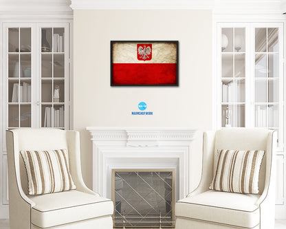 Poland Country Vintage Flag Wood Framed Print Wall Art Decor Gifts
